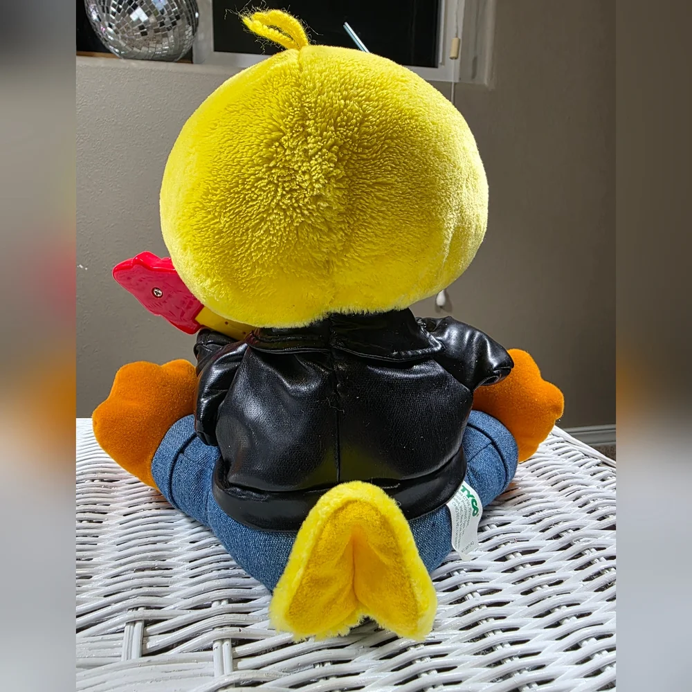 1999 Tyco Plush Rock And Roll Big Bird Toy with Guitar Yellow Black Still Works!